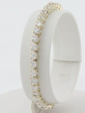 Sterling Silver 7 Carat Sparkly CZ Cubic Zirconia Tennis Bracelet 6 3/4" inch